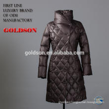 Latest Female Long Down Jacket with Fashion Cutting and Stand Collar